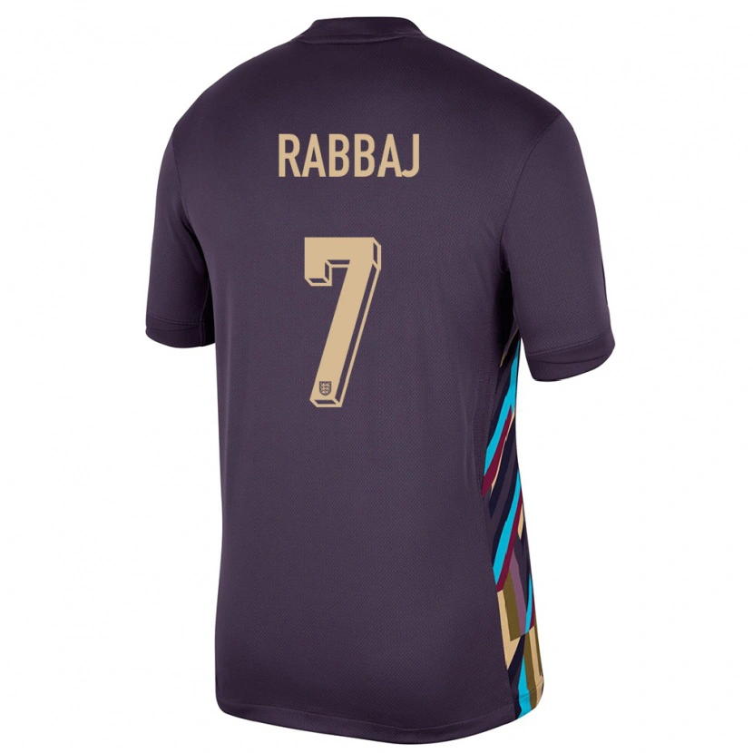 Danxen Børn England Ibrahim Rabbaj #7 Mørk Rosin Udebane Spillertrøjer 24-26 Trøje T-Shirt