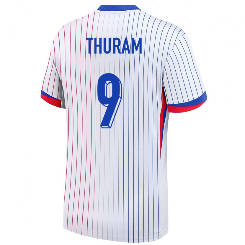 Danxen Børn Frankrig Marcus Thuram #9 Hvid Udebane Spillertrøjer 24-26 Trøje T-Shirt