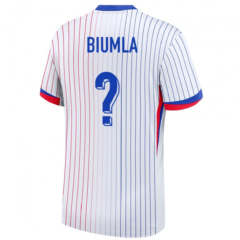 Danxen Børn Frankrig Emmanuel Biumla #0 Hvid Udebane Spillertrøjer 24-26 Trøje T-Shirt