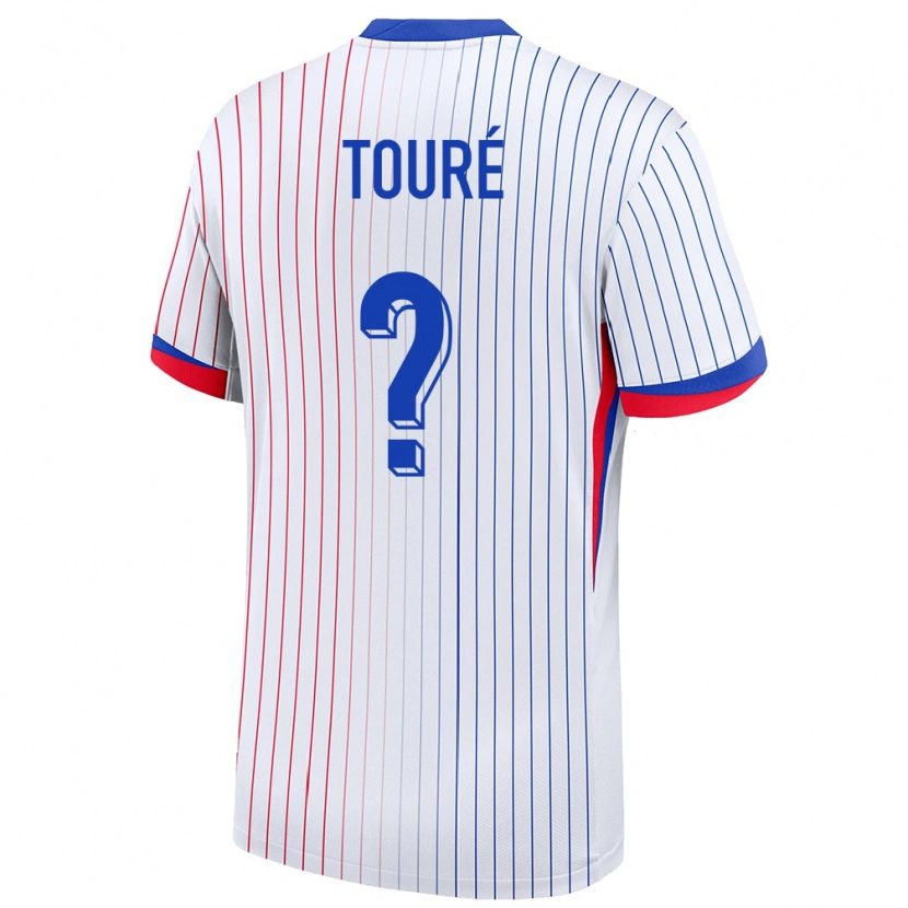 Danxen Børn Frankrig Ousmane Touré #0 Hvid Udebane Spillertrøjer 24-26 Trøje T-Shirt