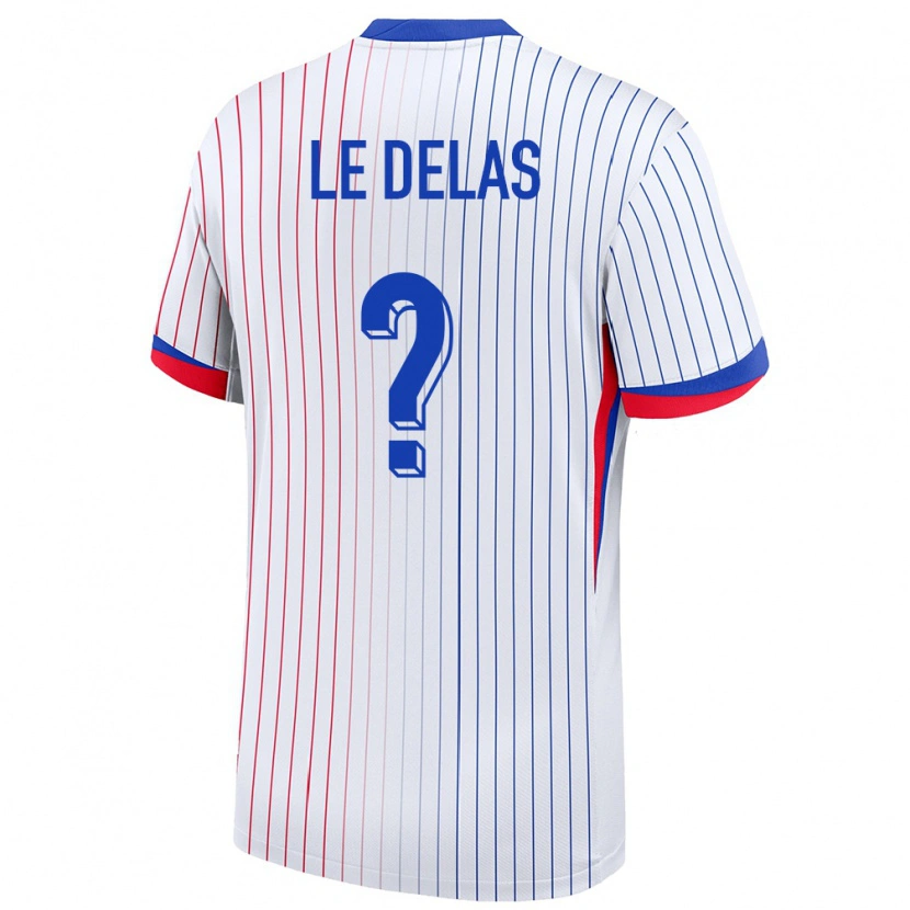 Danxen Børn Frankrig Mattéo Le Delas #0 Hvid Udebane Spillertrøjer 24-26 Trøje T-Shirt