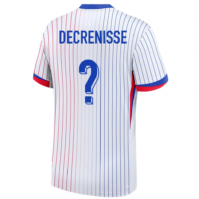 Danxen Børn Frankrig Axel Decrenisse #0 Hvid Udebane Spillertrøjer 24-26 Trøje T-Shirt