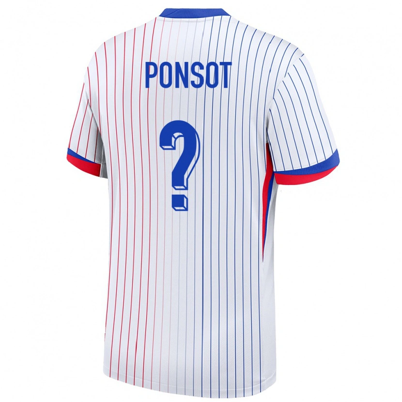 Danxen Børn Frankrig Martin Ponsot #0 Hvid Udebane Spillertrøjer 24-26 Trøje T-Shirt