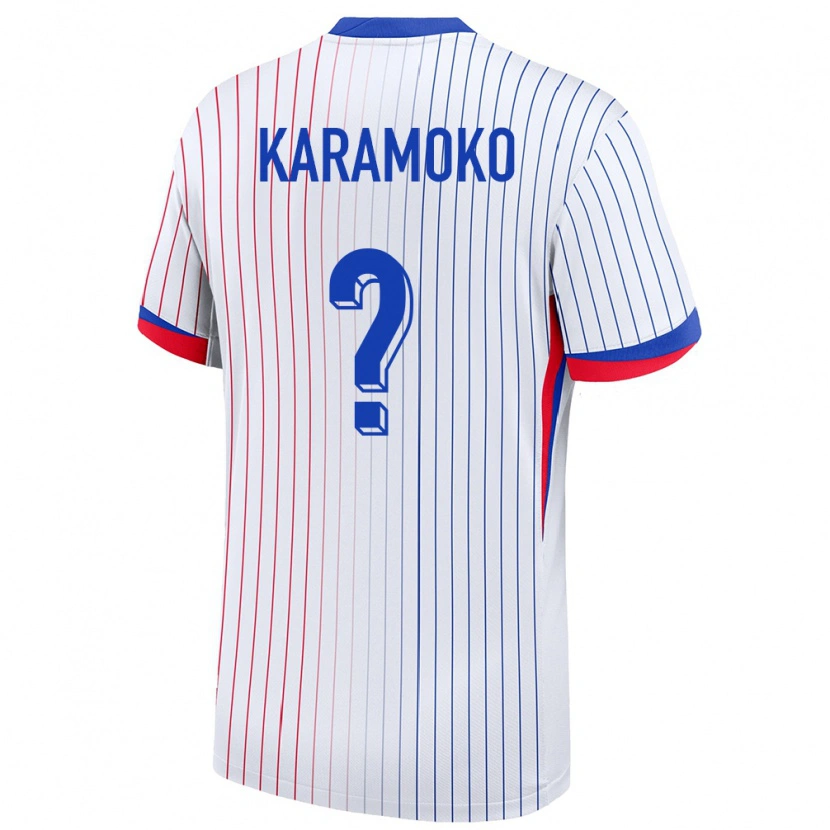 Danxen Børn Frankrig Noah Karamoko #0 Hvid Udebane Spillertrøjer 24-26 Trøje T-Shirt