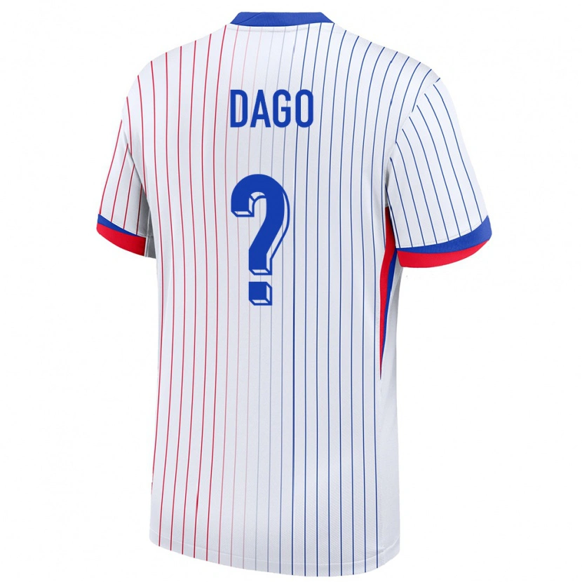 Danxen Børn Frankrig Joshua Dago #0 Hvid Udebane Spillertrøjer 24-26 Trøje T-Shirt