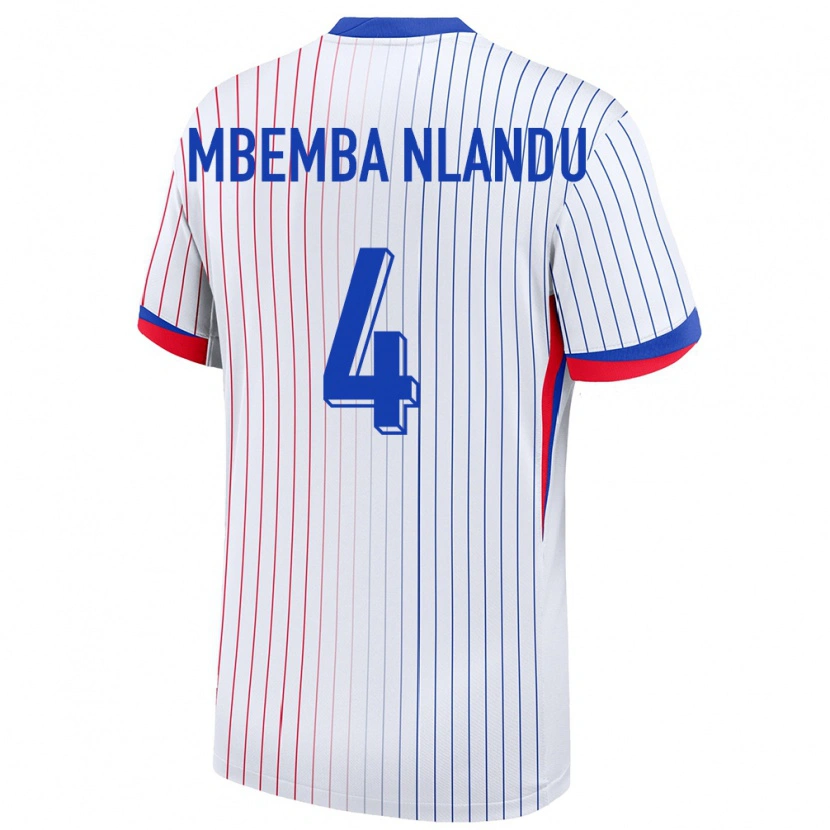 Danxen Børn Frankrig Emmanuel Mbemba Nlandu #4 Hvid Udebane Spillertrøjer 24-26 Trøje T-Shirt
