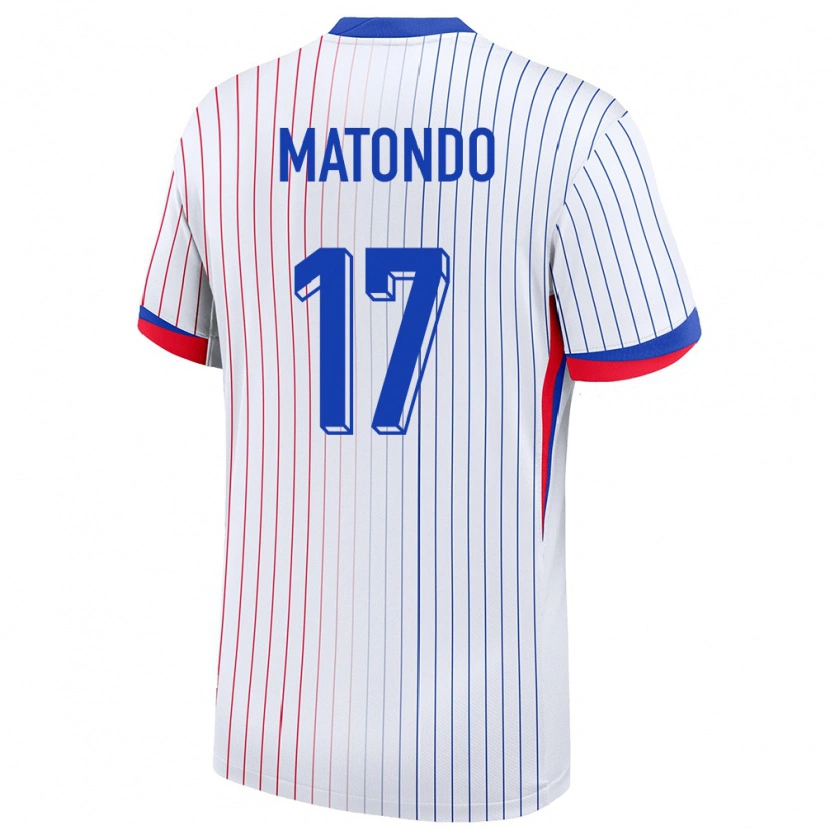 Danxen Børn Frankrig Rudy Matondo #17 Hvid Udebane Spillertrøjer 24-26 Trøje T-Shirt