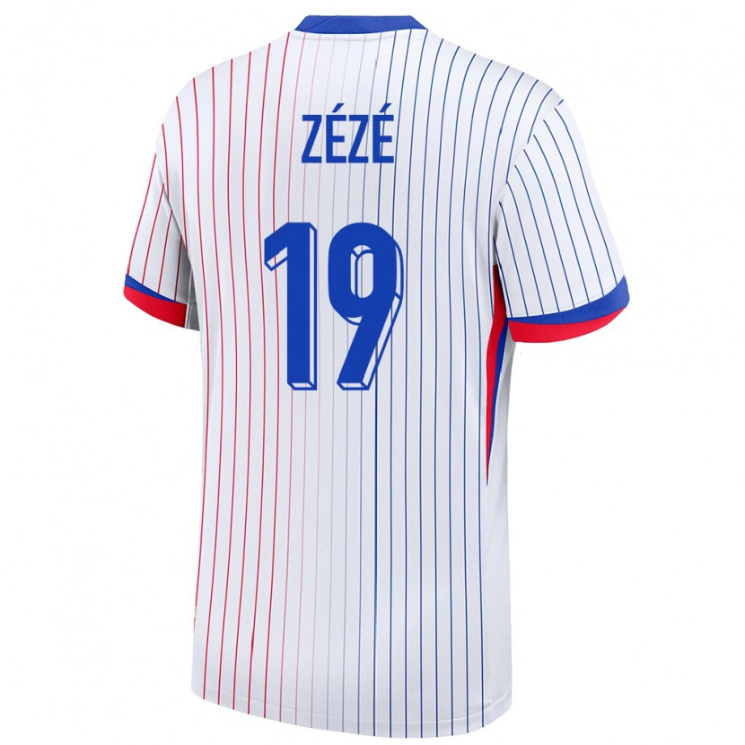 Danxen Børn Frankrig Nathan Zézé #19 Hvid Udebane Spillertrøjer 24-26 Trøje T-Shirt