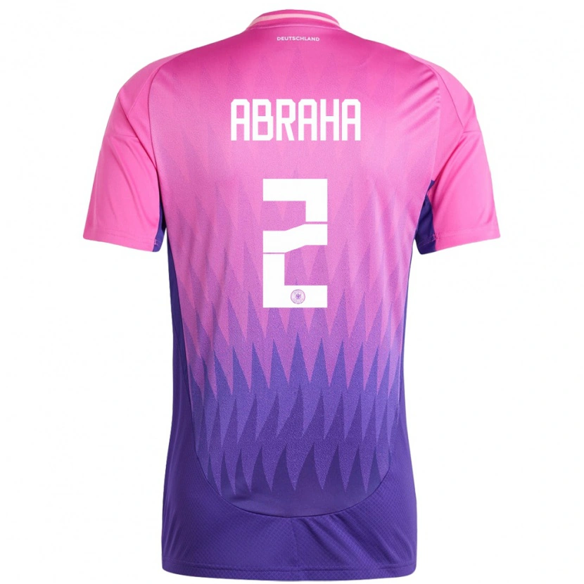 Danxen Børn Tyskland Natnael Abraha #2 Pink Lilla Udebane Spillertrøjer 24-26 Trøje T-Shirt