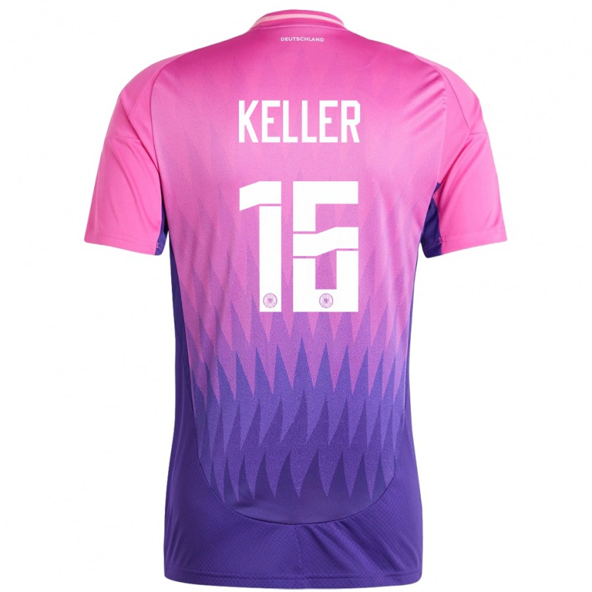 Danxen Børn Tyskland Noah Keller #16 Pink Lilla Udebane Spillertrøjer 24-26 Trøje T-Shirt