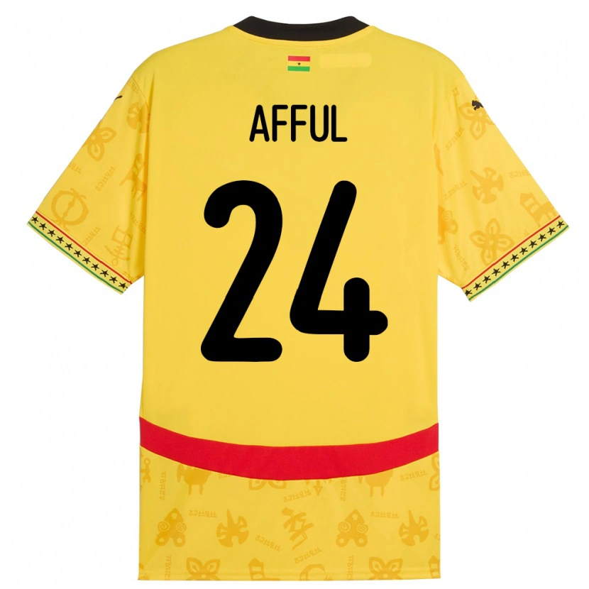 Danxen Børn Ghana Isaac Afful #24 Gul Udebane Spillertrøjer 24-26 Trøje T-Shirt