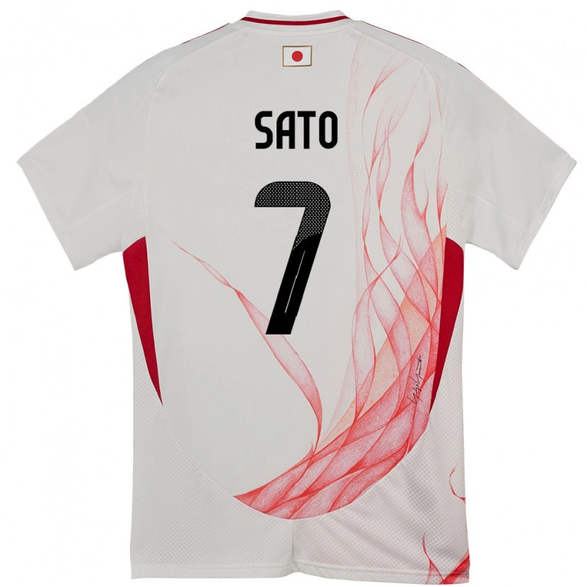 Danxen Børn Japan Ryunosuke Sato #7 Hvid Udebane Spillertrøjer 24-26 Trøje T-Shirt