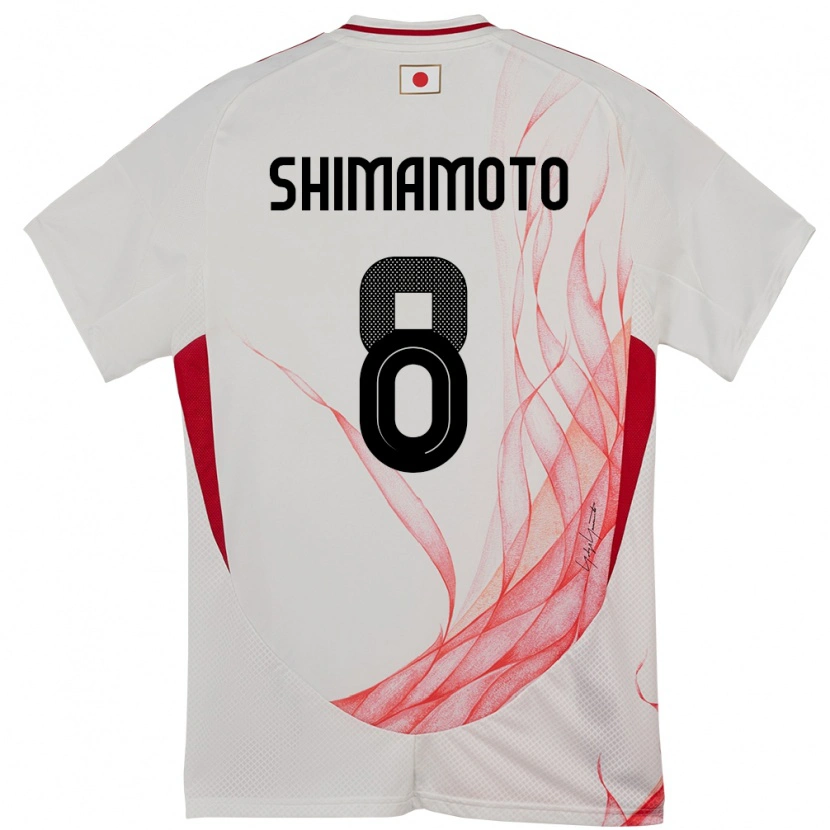 Danxen Børn Japan Yudai Shimamoto #8 Hvid Udebane Spillertrøjer 24-26 Trøje T-Shirt