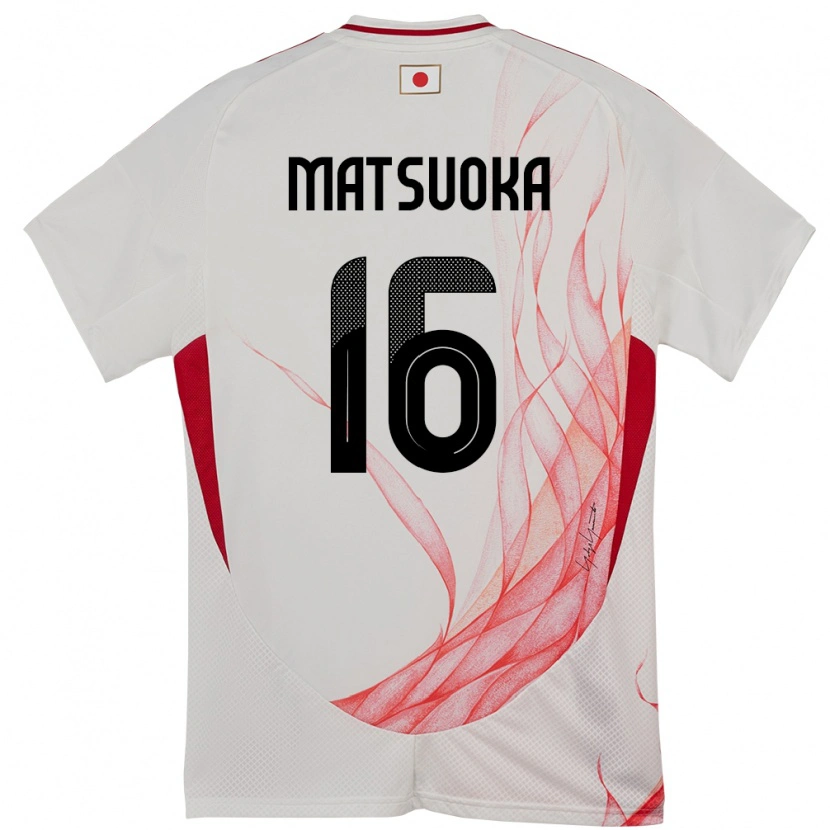 Danxen Børn Japan Daiki Matsuoka #16 Hvid Udebane Spillertrøjer 24-26 Trøje T-Shirt