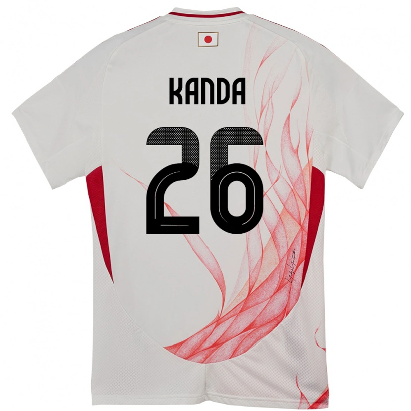 Danxen Børn Japan Hiroto Kanda #26 Hvid Udebane Spillertrøjer 24-26 Trøje T-Shirt