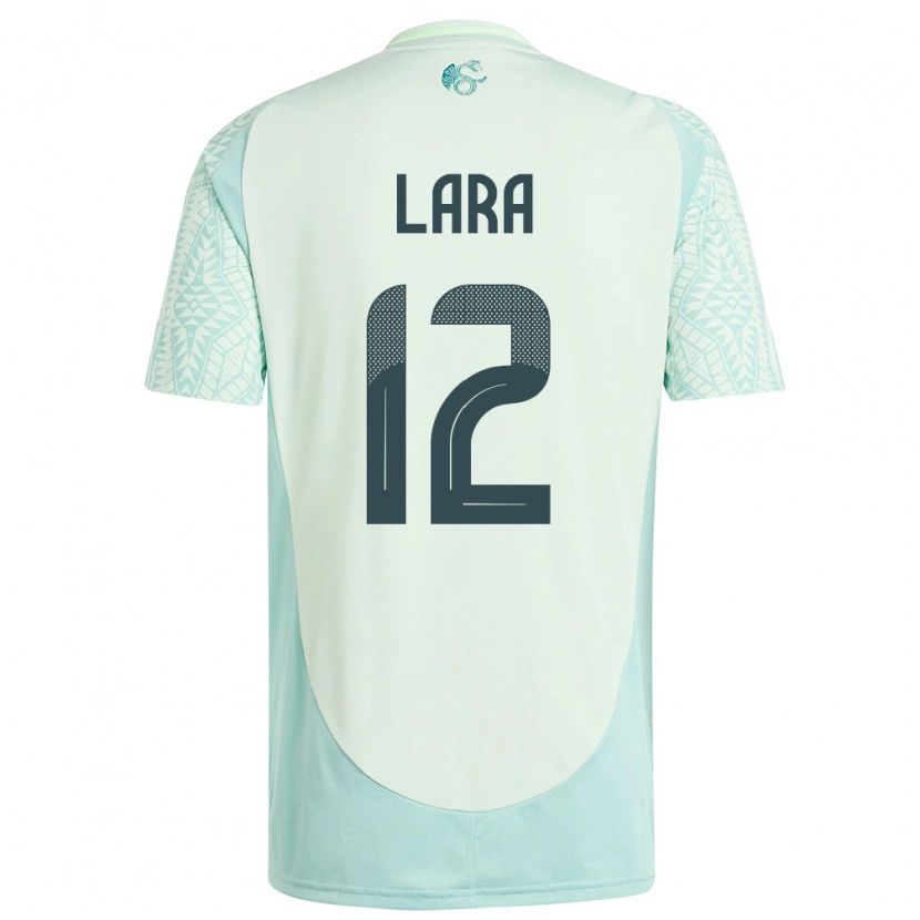 Danxen Børn Mexico Pablo Lara #12 Linen Grøn Udebane Spillertrøjer 24-26 Trøje T-Shirt