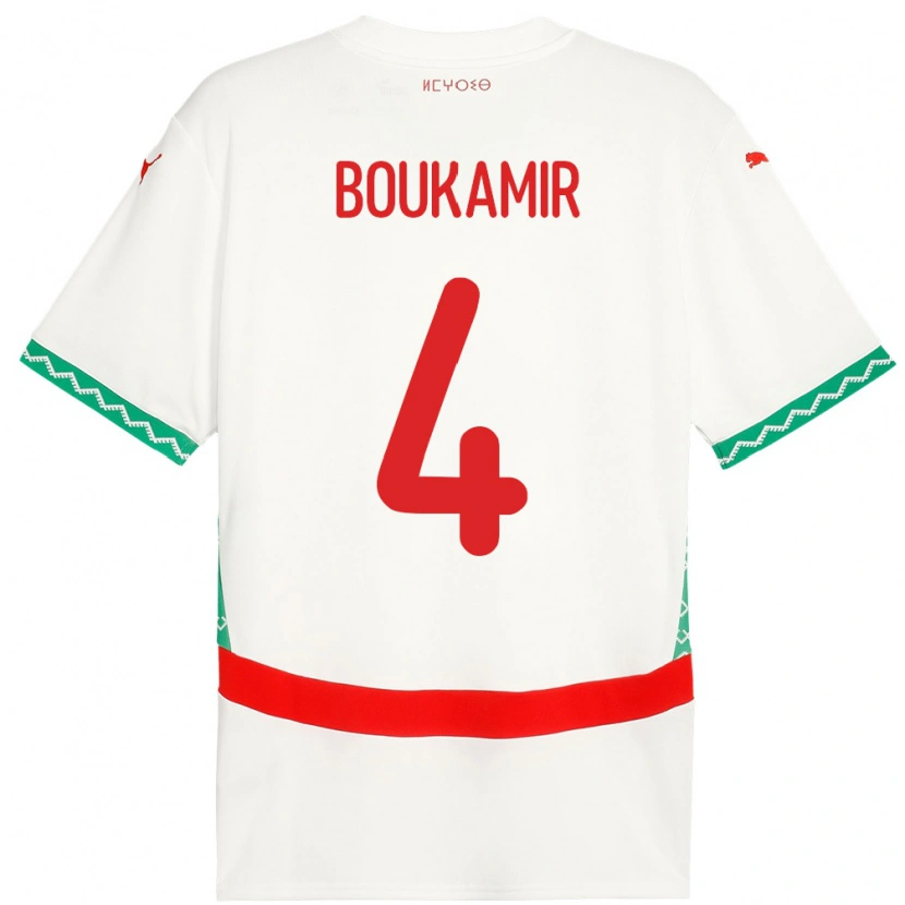 Danxen Børn Marokko Mehdi Boukamir #4 Hvid Udebane Spillertrøjer 24-26 Trøje T-Shirt
