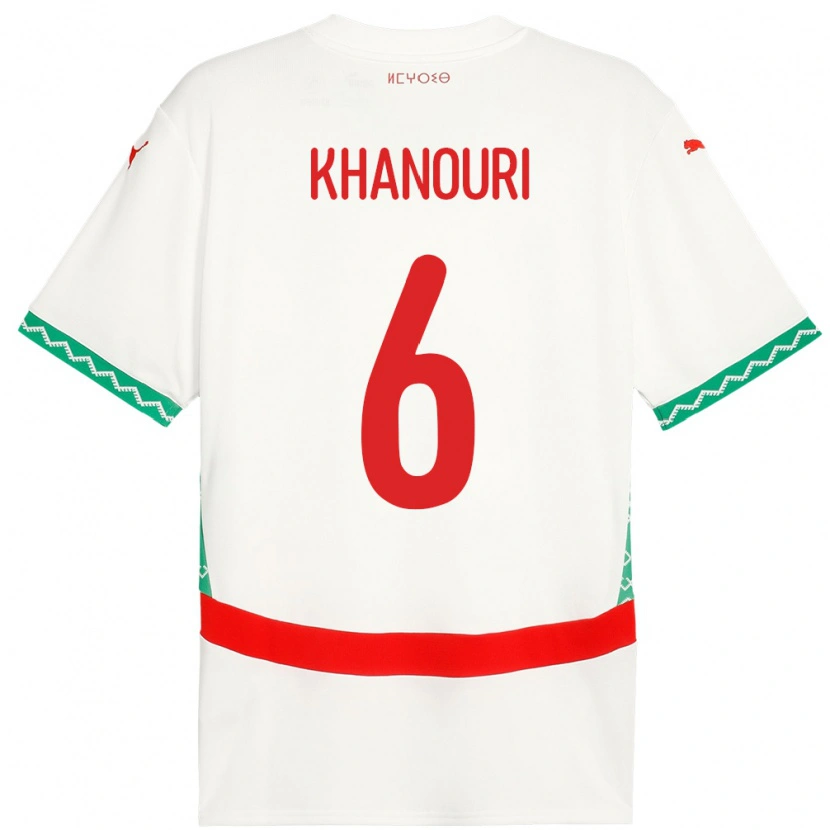 Danxen Børn Marokko Adam Khanouri #6 Hvid Udebane Spillertrøjer 24-26 Trøje T-Shirt