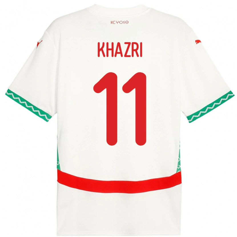Danxen Børn Marokko Anas Khazri #11 Hvid Udebane Spillertrøjer 24-26 Trøje T-Shirt