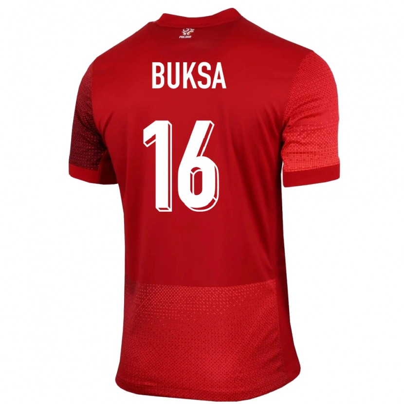 Danxen Børn Polen Adam Buksa #16 Rød Udebane Spillertrøjer 24-26 Trøje T-Shirt