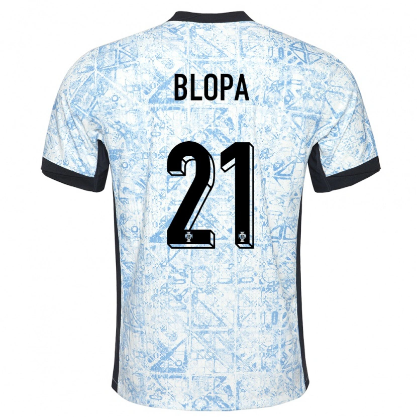 Danxen Børn Portugal Salvador Blopa #21 Creme Blå Udebane Spillertrøjer 24-26 Trøje T-Shirt