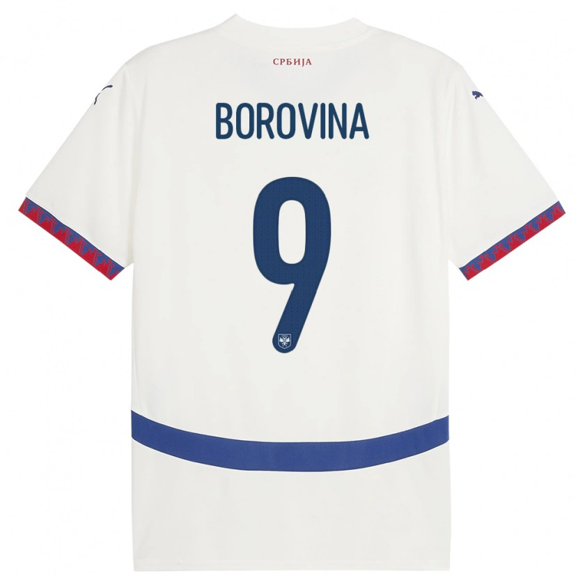 Danxen Børn Serbien Srdjan Borovina #9 Hvid Udebane Spillertrøjer 24-26 Trøje T-Shirt
