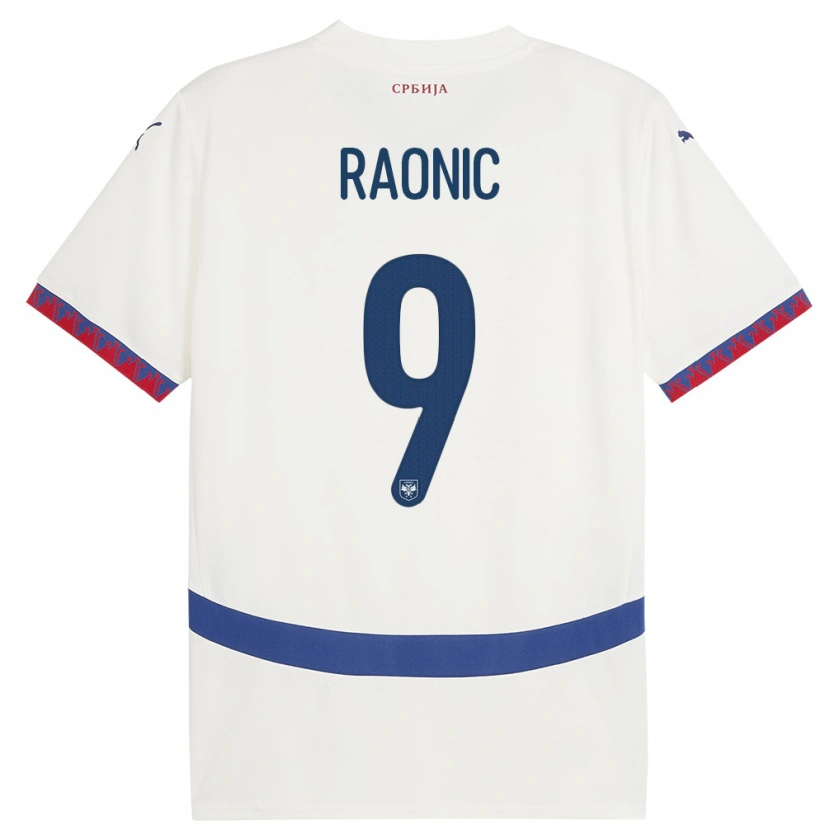 Danxen Børn Serbien Sava Raonic #9 Hvid Udebane Spillertrøjer 24-26 Trøje T-Shirt