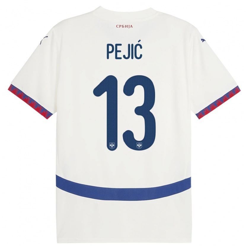 Danxen Børn Serbien Danilo Pejić #13 Hvid Udebane Spillertrøjer 24-26 Trøje T-Shirt