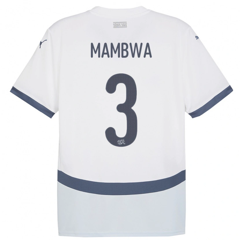 Danxen Børn Schweiz Olivier Mambwa #3 Hvid Udebane Spillertrøjer 24-26 Trøje T-Shirt