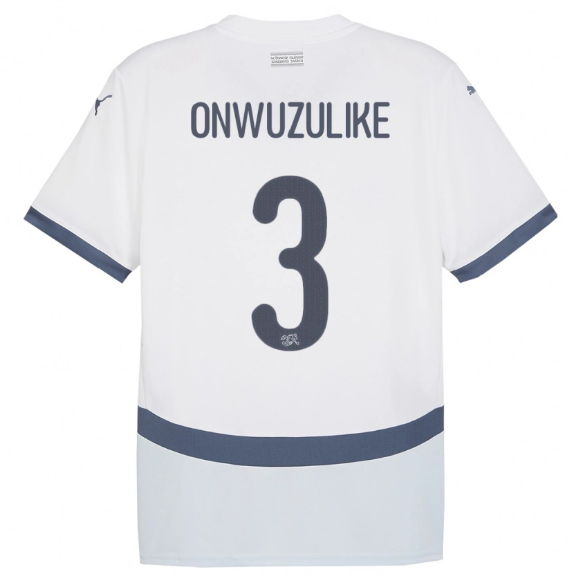 Danxen Børn Schweiz Ifeanyichukwu Onwuzulike #3 Hvid Udebane Spillertrøjer 24-26 Trøje T-Shirt
