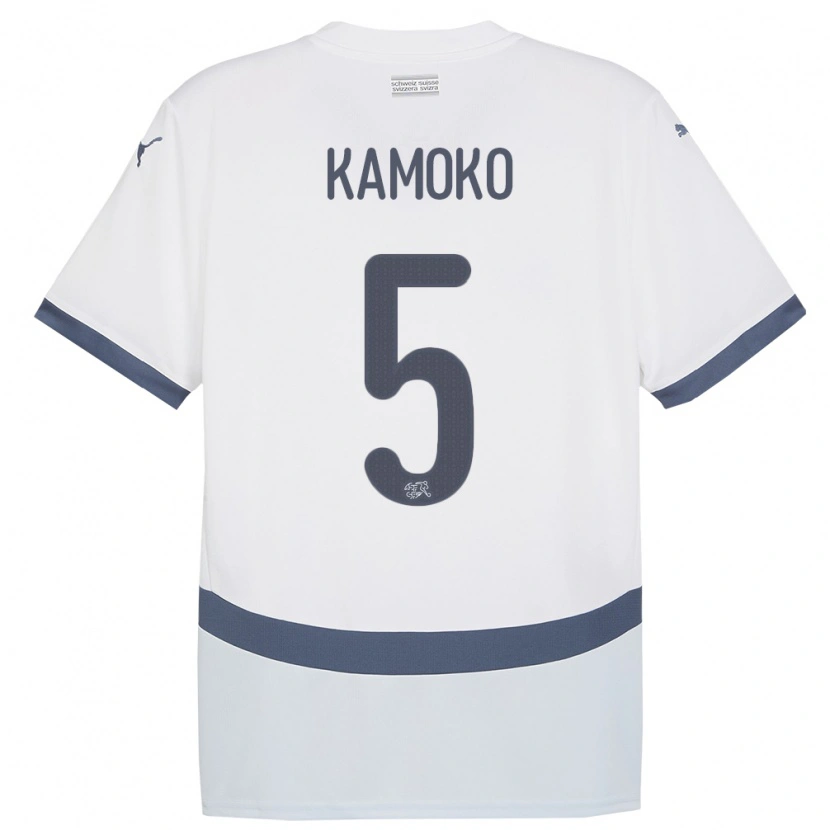 Danxen Børn Schweiz Elohim Kamoko #5 Hvid Udebane Spillertrøjer 24-26 Trøje T-Shirt