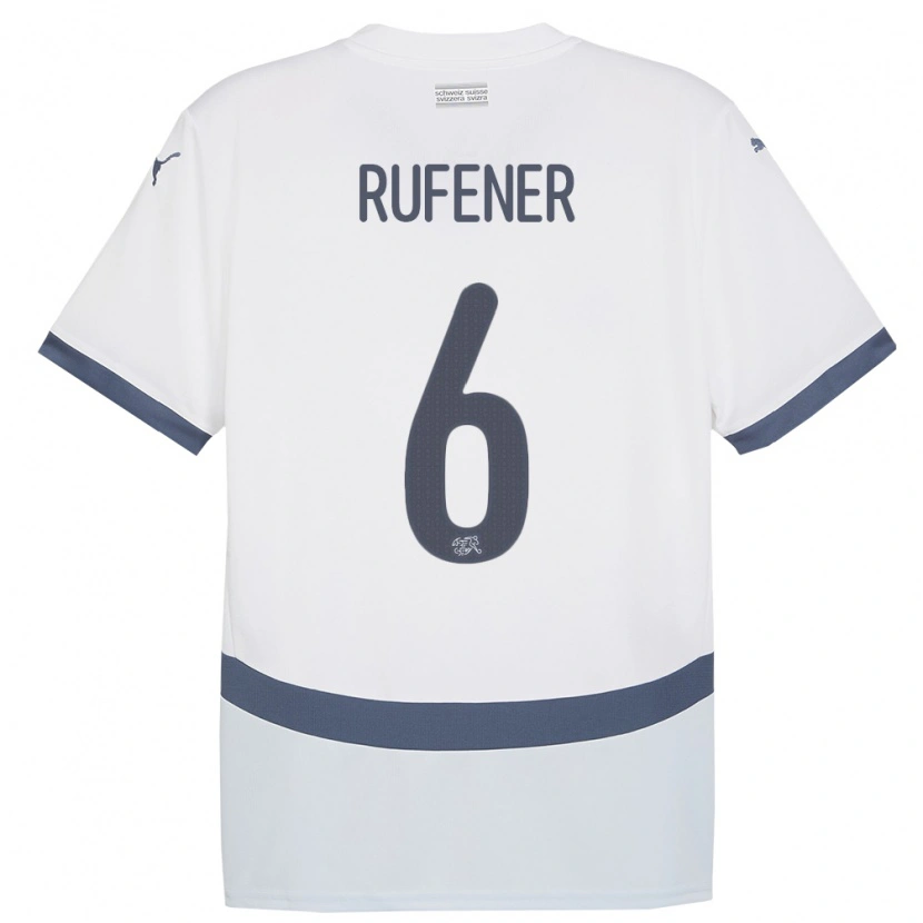 Danxen Børn Schweiz Elio Rufener #6 Hvid Udebane Spillertrøjer 24-26 Trøje T-Shirt