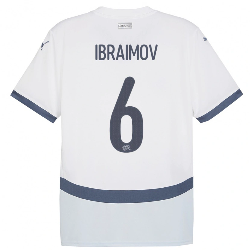 Danxen Børn Schweiz Leonit Ibraimov #6 Hvid Udebane Spillertrøjer 24-26 Trøje T-Shirt