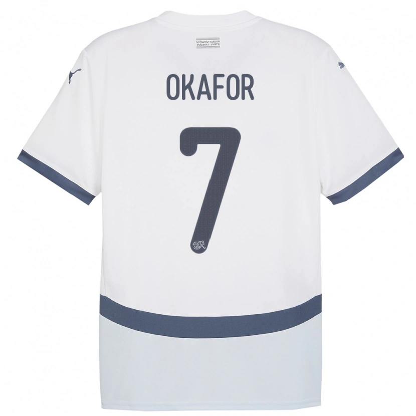 Danxen Børn Schweiz Tobias Okafor #7 Hvid Udebane Spillertrøjer 24-26 Trøje T-Shirt