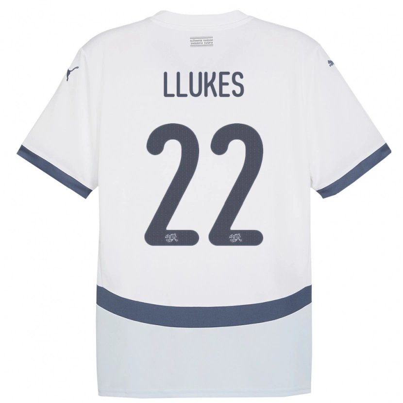 Danxen Børn Schweiz Adrien Llukes #22 Hvid Udebane Spillertrøjer 24-26 Trøje T-Shirt