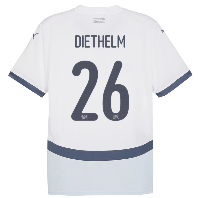 Danxen Børn Schweiz Thierry Diethelm #26 Hvid Udebane Spillertrøjer 24-26 Trøje T-Shirt