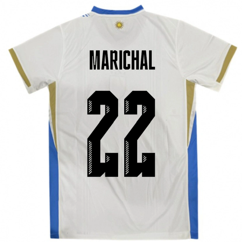 Danxen Børn Uruguay Nicolás Marichal #22 Hvid Blå Udebane Spillertrøjer 24-26 Trøje T-Shirt