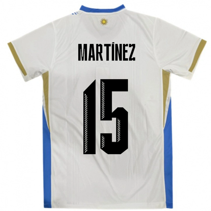 Danxen Børn Uruguay Facundo Martínez #15 Hvid Blå Udebane Spillertrøjer 24-26 Trøje T-Shirt