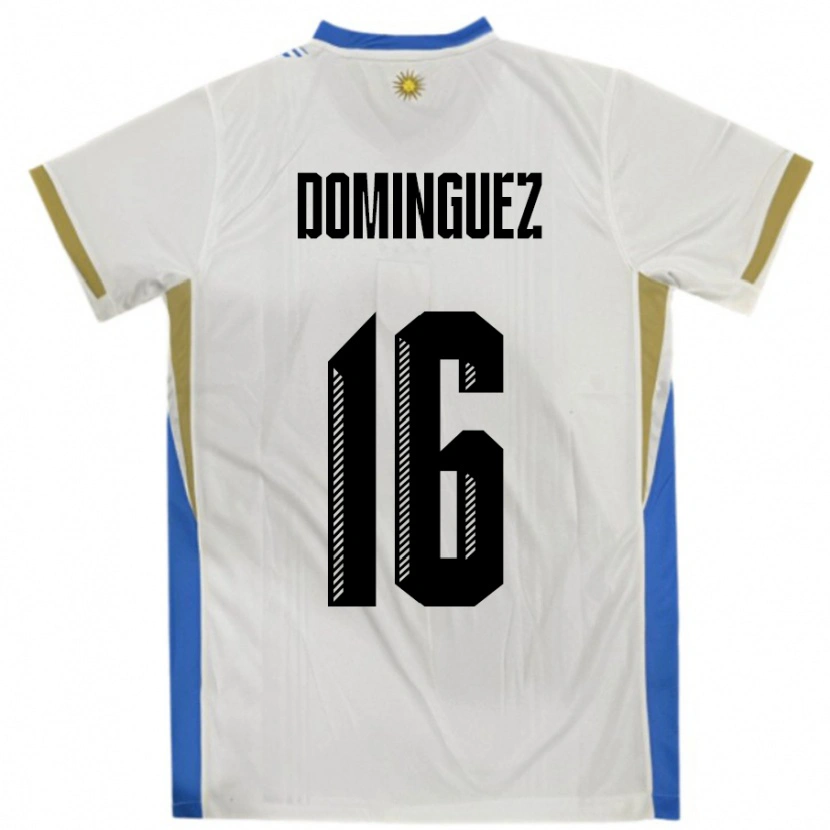 Danxen Børn Uruguay Facundo Dominguez #16 Hvid Blå Udebane Spillertrøjer 24-26 Trøje T-Shirt