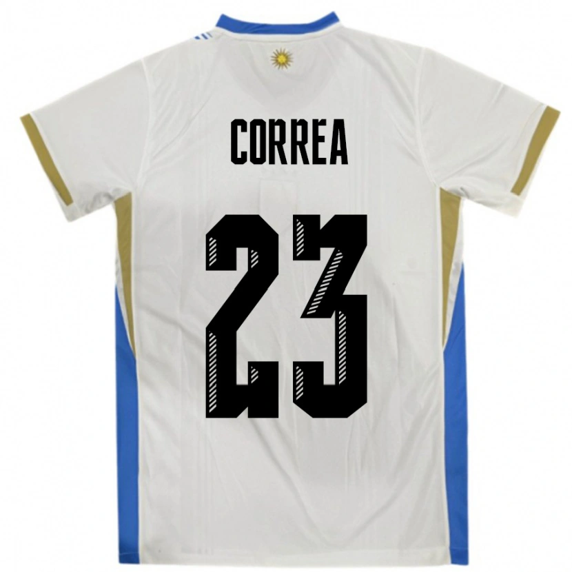 Danxen Børn Uruguay Fabrizio Correa #23 Hvid Blå Udebane Spillertrøjer 24-26 Trøje T-Shirt