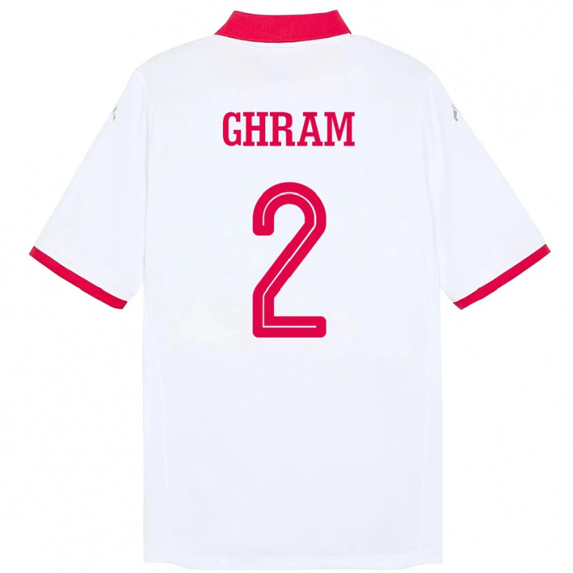 Danxen Børn Tunesien Alaa Ghram #2 Hvid Udebane Spillertrøjer 24-26 Trøje T-Shirt