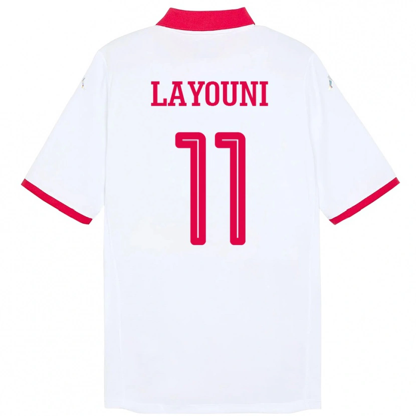 Danxen Børn Tunesien Amor Layouni #11 Hvid Udebane Spillertrøjer 24-26 Trøje T-Shirt