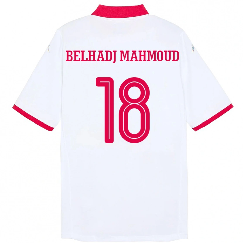 Danxen Børn Tunesien Mohamed Belhadj Mahmoud #18 Hvid Udebane Spillertrøjer 24-26 Trøje T-Shirt