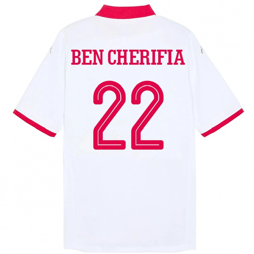 Danxen Børn Tunesien Moez Ben Cherifia #22 Hvid Udebane Spillertrøjer 24-26 Trøje T-Shirt