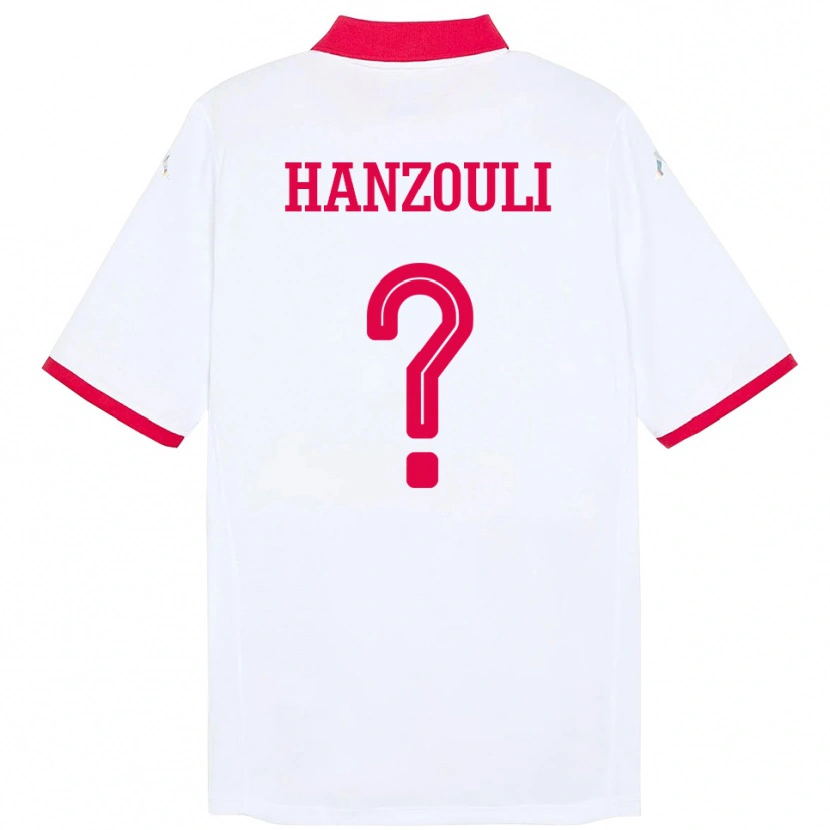 Danxen Børn Tunesien Oussema Hanzouli #0 Hvid Udebane Spillertrøjer 24-26 Trøje T-Shirt