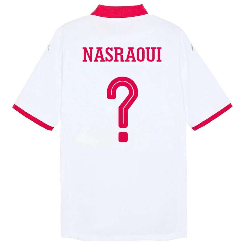 Danxen Børn Tunesien Mohamed Nasraoui #0 Hvid Udebane Spillertrøjer 24-26 Trøje T-Shirt