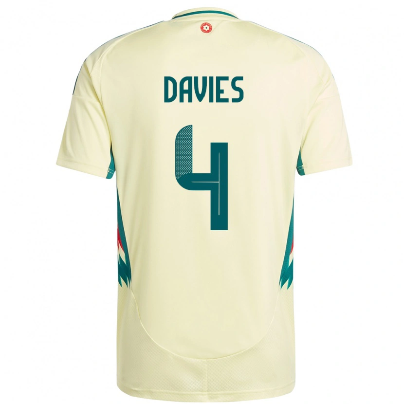 Danxen Børn Wales Ben Davies #4 Beige Gul Udebane Spillertrøjer 24-26 Trøje T-Shirt