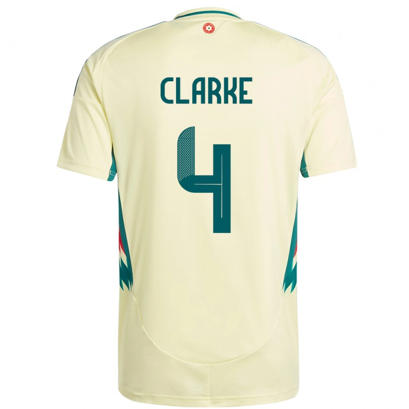 Danxen Børn Wales Brayden Clarke #4 Beige Gul Udebane Spillertrøjer 24-26 Trøje T-Shirt