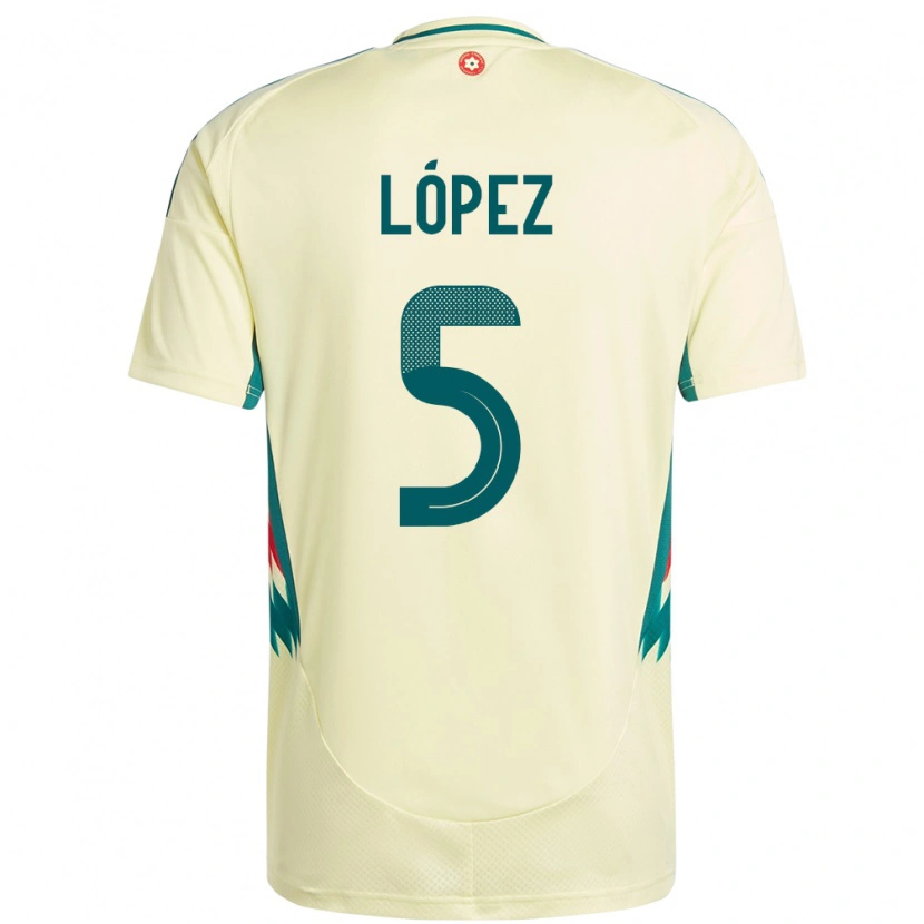 Danxen Børn Wales Pablo López #5 Beige Gul Udebane Spillertrøjer 24-26 Trøje T-Shirt