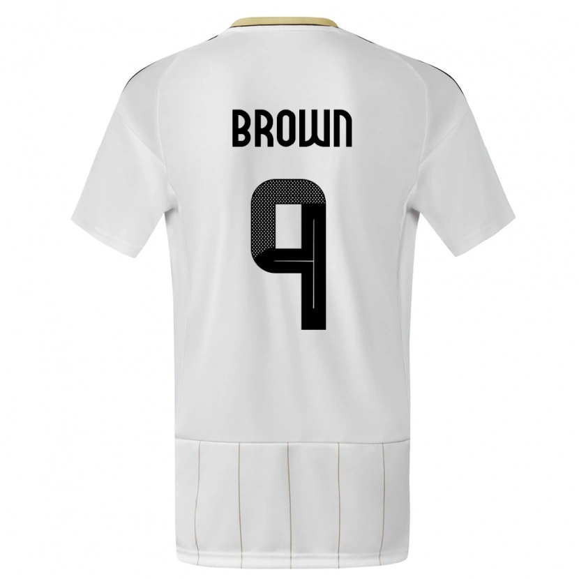 Danxen Børn Costa Rica Marcos Brown #9 Hvid Udebane Spillertrøjer 24-26 Trøje T-Shirt